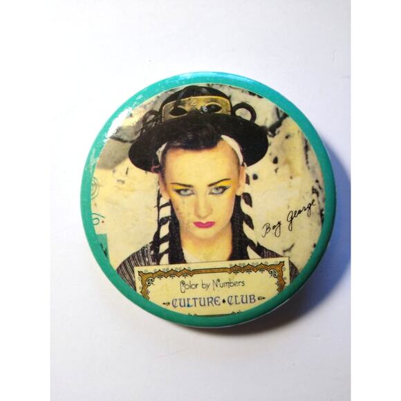 Boy George Culture Club Turquoise Color By Numbers Badge Button Pinback 1980s - Picture 1 of 2